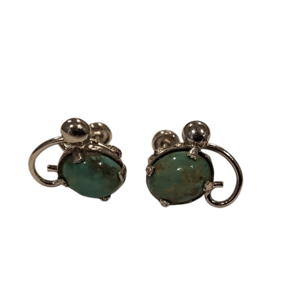 Sorento Jewelry - Vintage Screwback Earrings Marked Sorento Sterling with turquoise colored stones